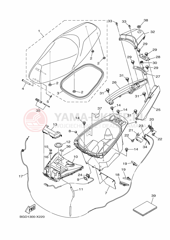 Schemat "siedzenie" do Yamaha TRICITY 155