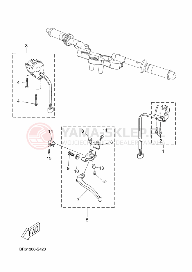 Schemat "Kierownica i osprzęt" do Yamaha YZF-R125 ABS