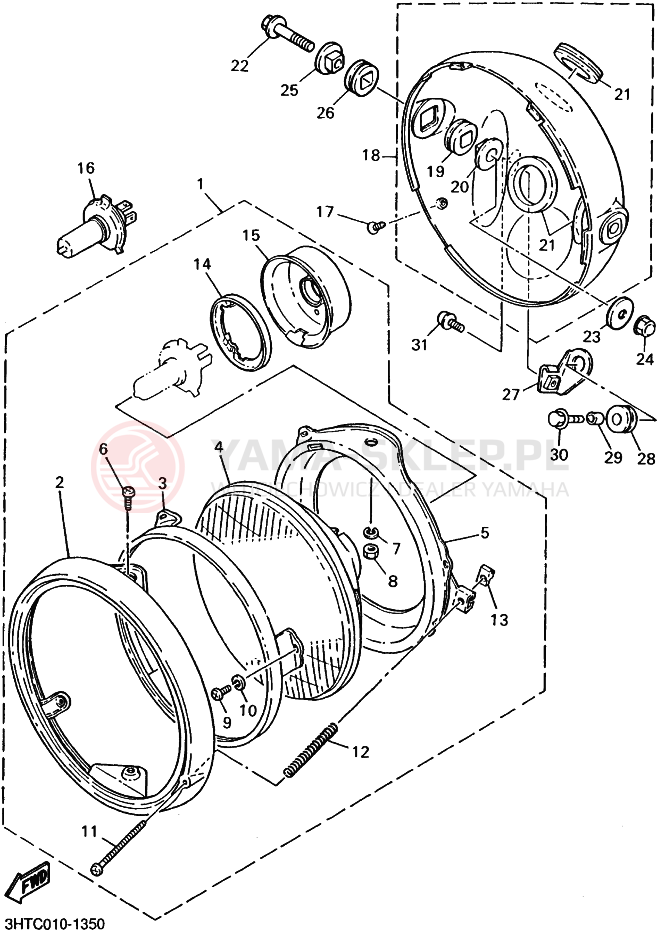 Schemat "Lampa przód" do Yamaha SR400