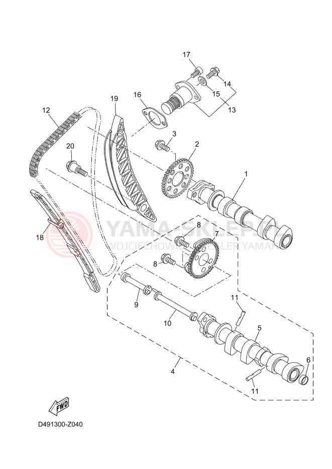Schemat "Rozrząd - łańcuszek" do Yamaha MT-07