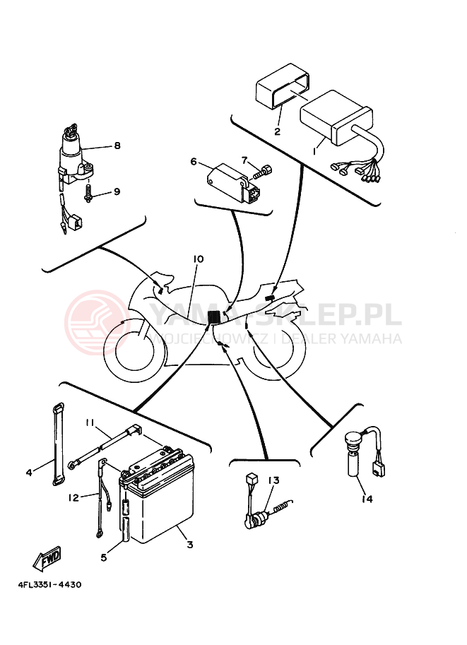 Schemat "układ elektryczny" do Yamaha TZR125