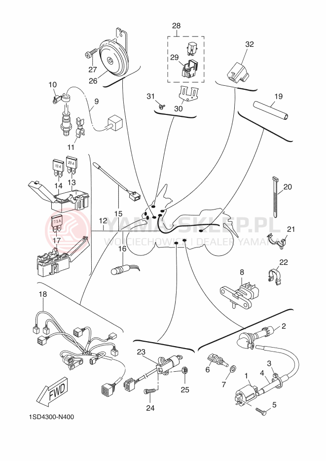 Schemat "układ elektryczny" do Yamaha X-MAX 400