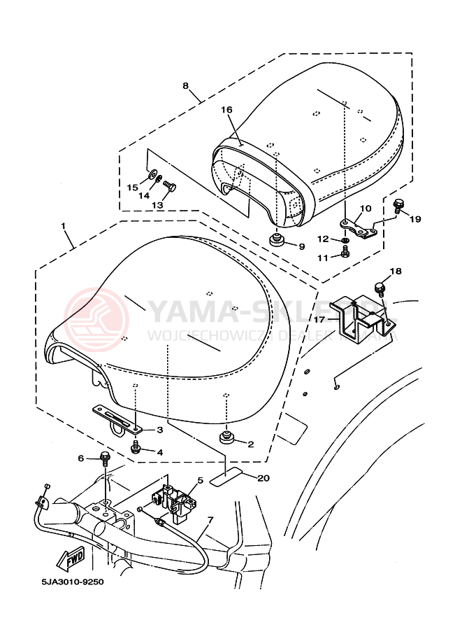 Schemat "siedzenie" do Yamaha XV1600 XV1600A