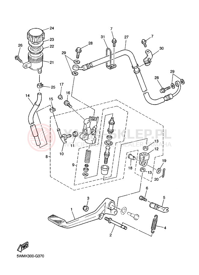 Schemat "Pompa hamulcowa tył" do Yamaha XJR 1300