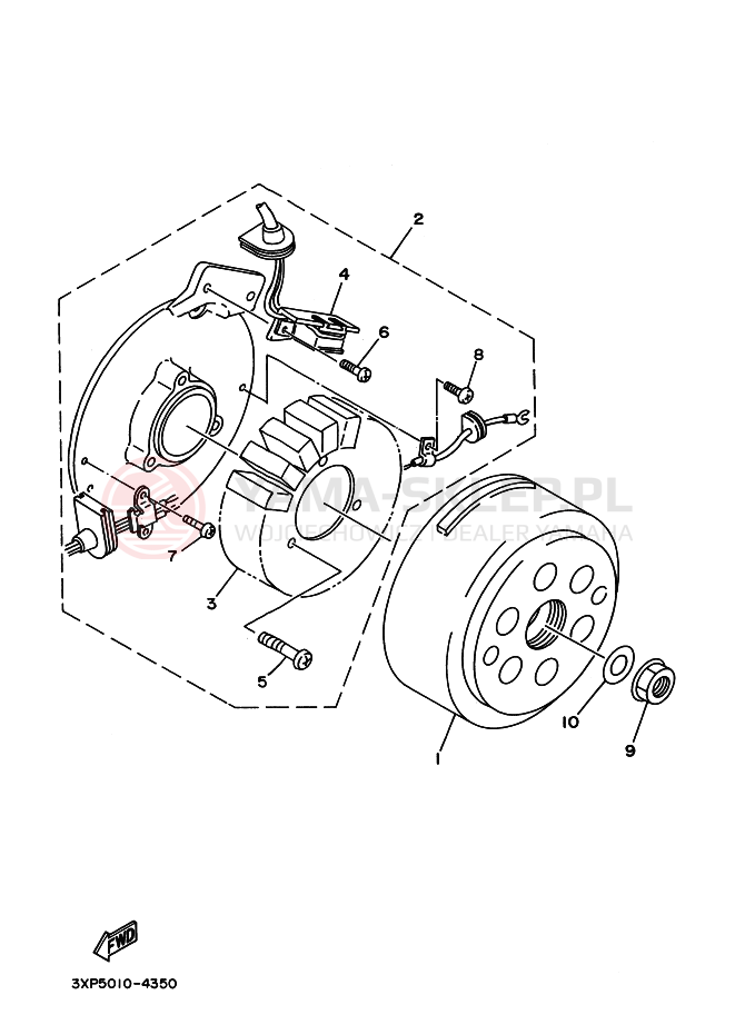 Schemat "prądnica" do Yamaha DT200WR
