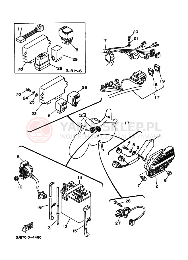 Schemat "układ elektryczny" do Yamaha XV400 VIRAGO