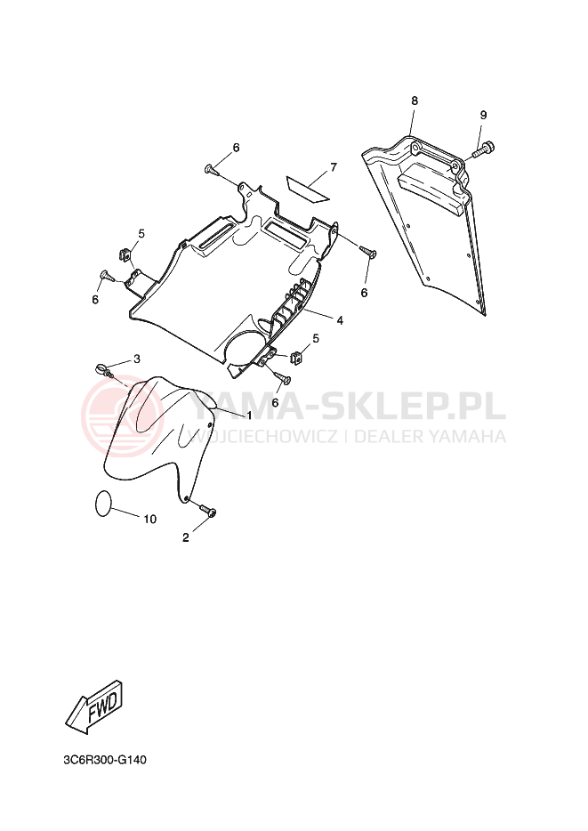 Schemat "Przedni błotnik" do Yamaha AEROX