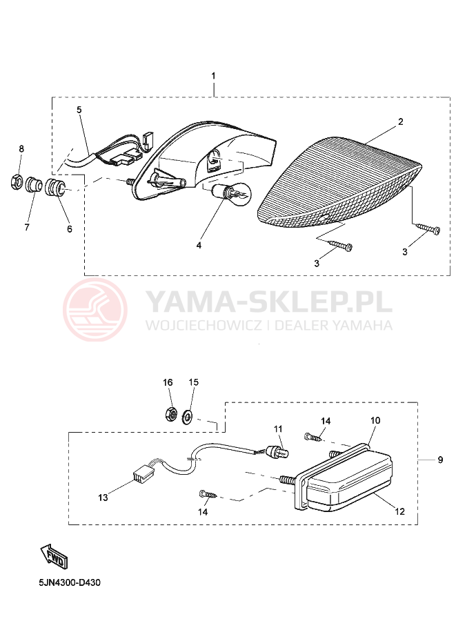 Schemat "lampa tył" do Yamaha BT1100