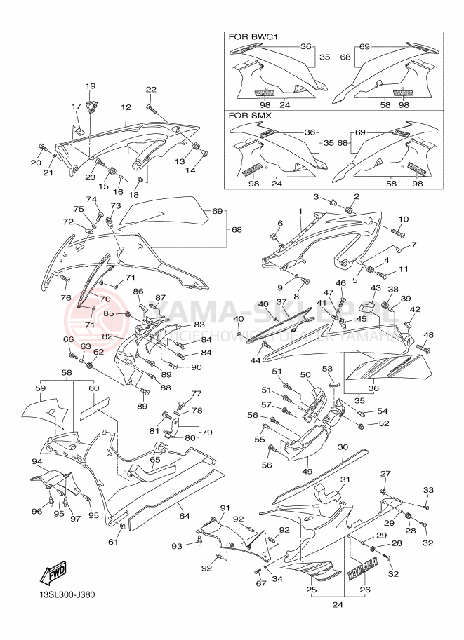 Schemat "elementy nadwozia" do Yamaha YZF-R6