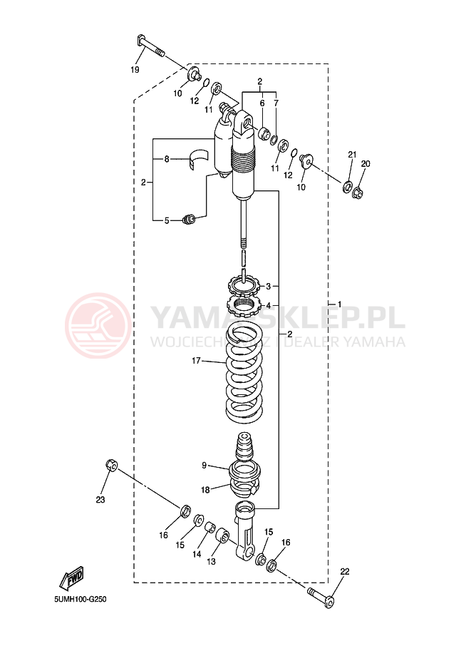 Schemat "zawieszenie tył" do Yamaha WR250F