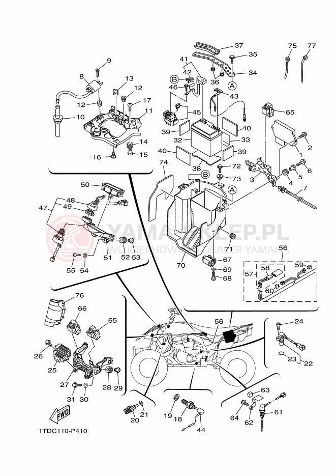 Schemat "układ elektryczny" do Yamaha YFZ450R