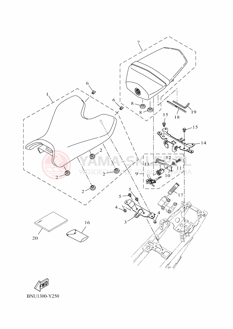 Schemat "siedzenie" do Yamaha YZF-R125