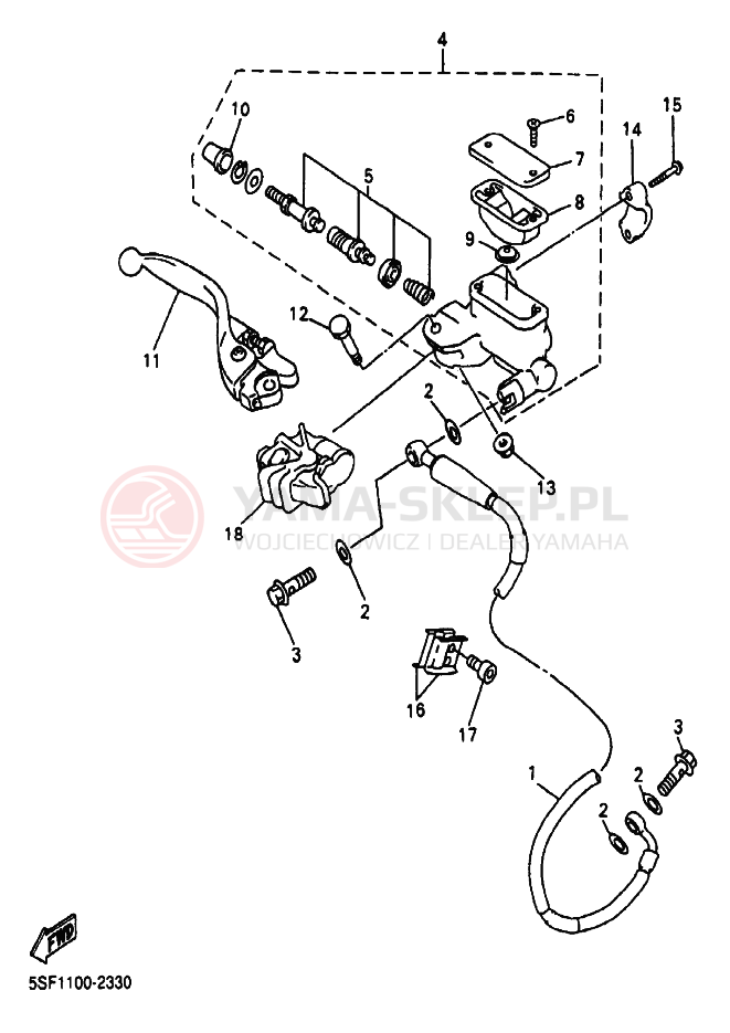 Schemat "Pompa hamulcowa przednia" do Yamaha YZ450F