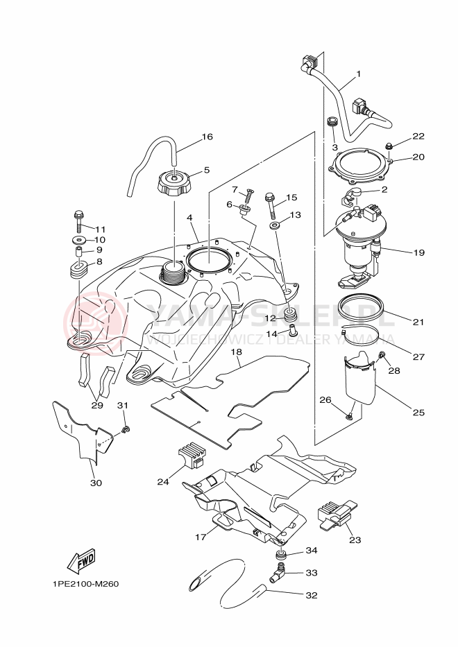 Schemat "zbiornik paliwa" do Yamaha YFM700RSE