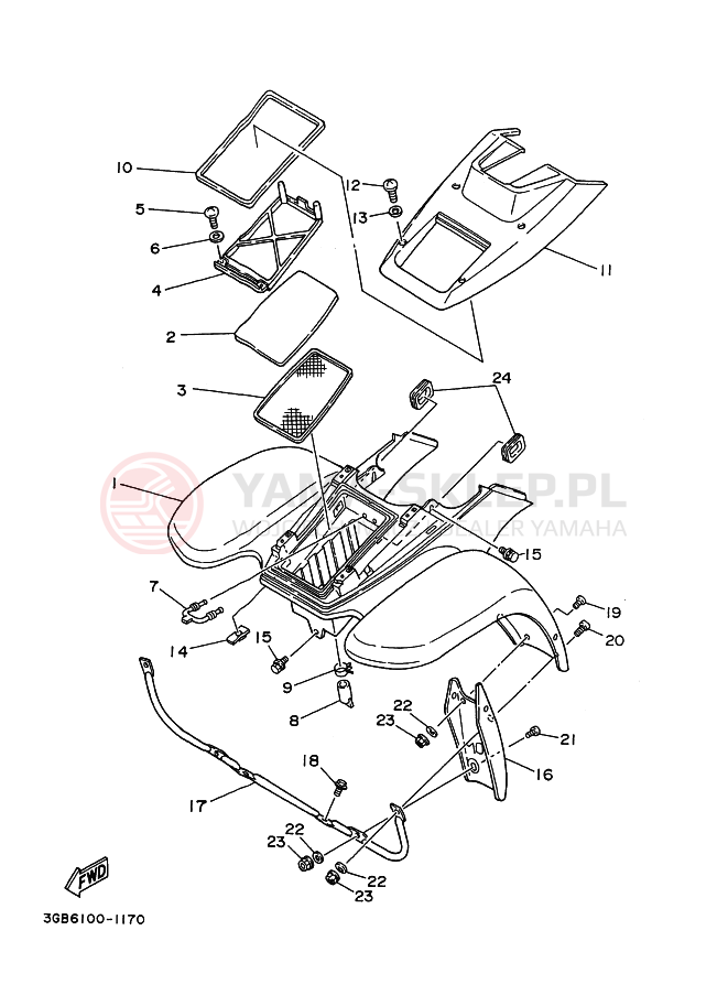 Schemat "Przedni błotnik" do Yamaha CHAMP