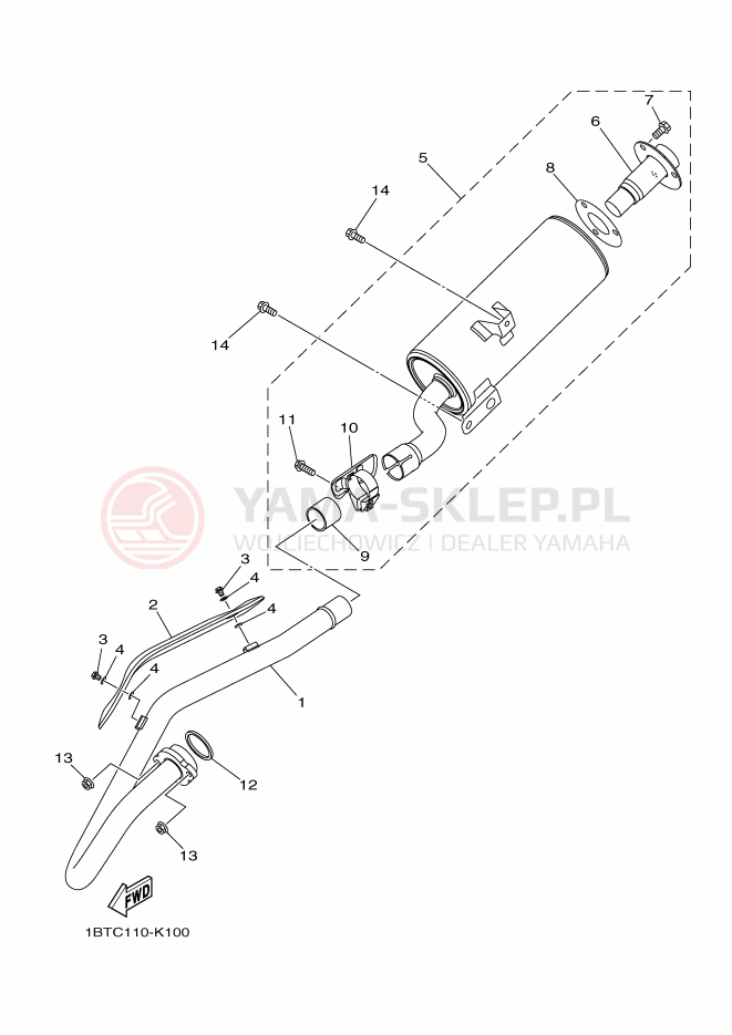 Schemat "Wydech końcowy" do Yamaha YFM250R