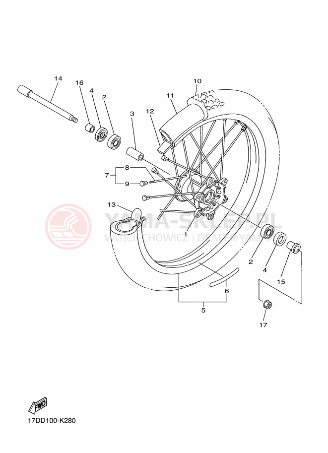Schemat "Koło przód" do Yamaha YZ250F