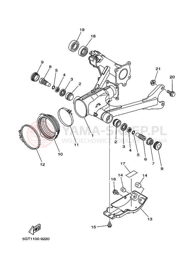 Schemat "wahacz" do Yamaha YFM600FWA
