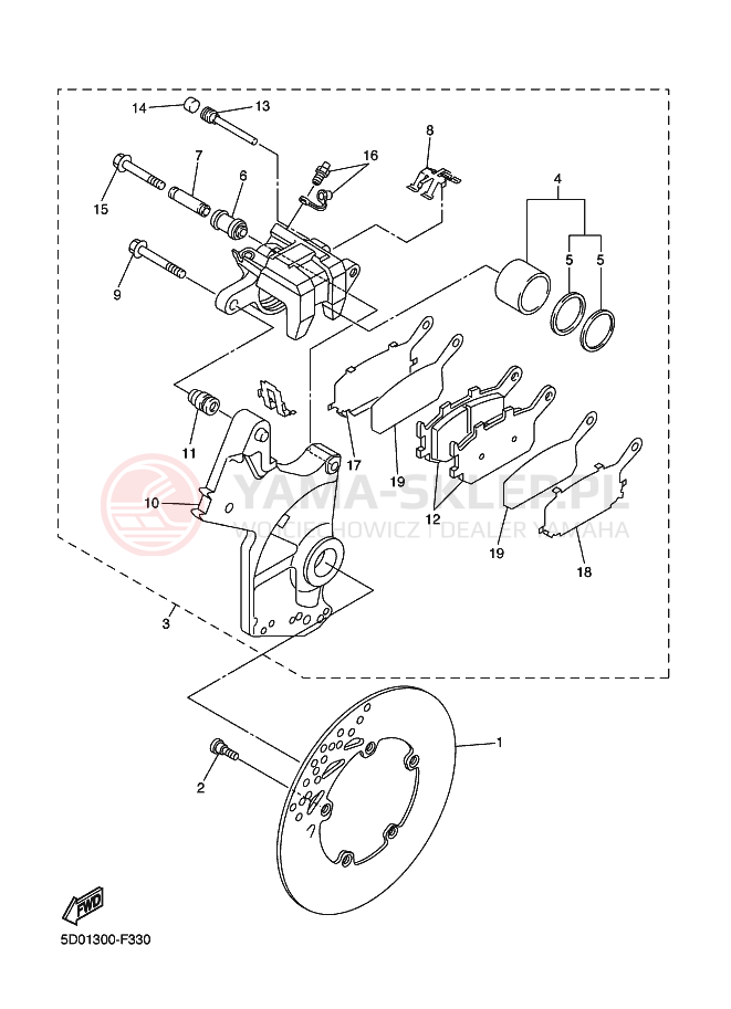 Schemat "Zacisk hamulcowy tylny" do Yamaha FAZER
