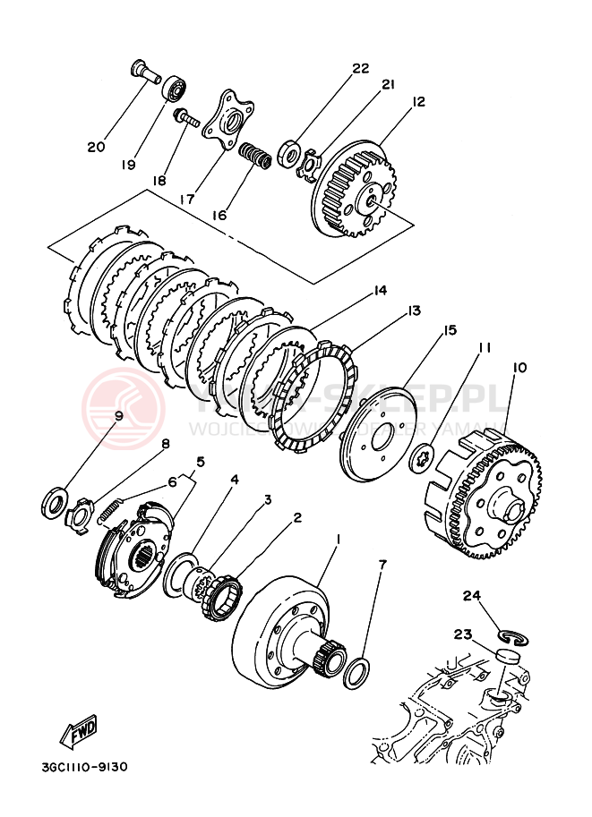 Schemat "sprzęgło" do Yamaha MOTO 4 - 200 DX