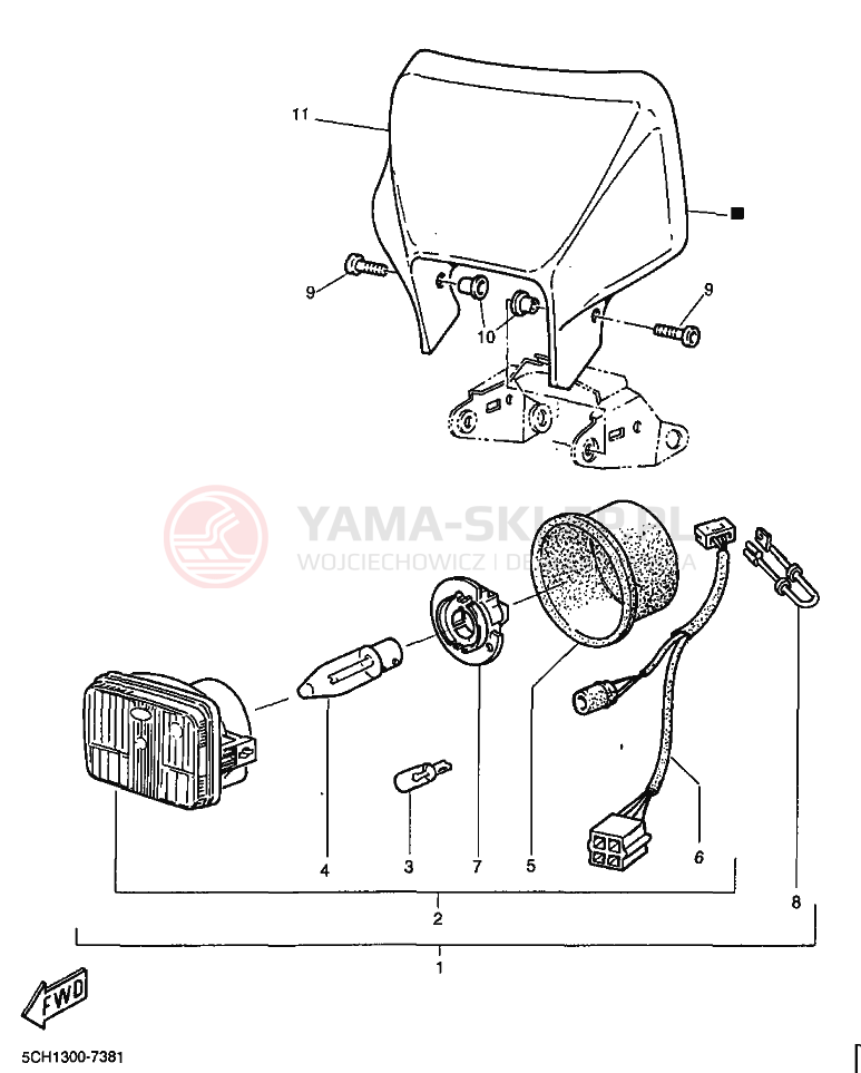 Schemat "Lampa przód" do Yamaha TT600R