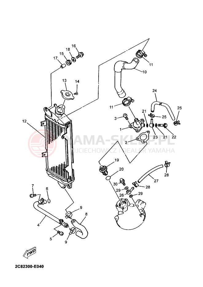 Schemat "Układ chlodzenia" do Yamaha DT125X