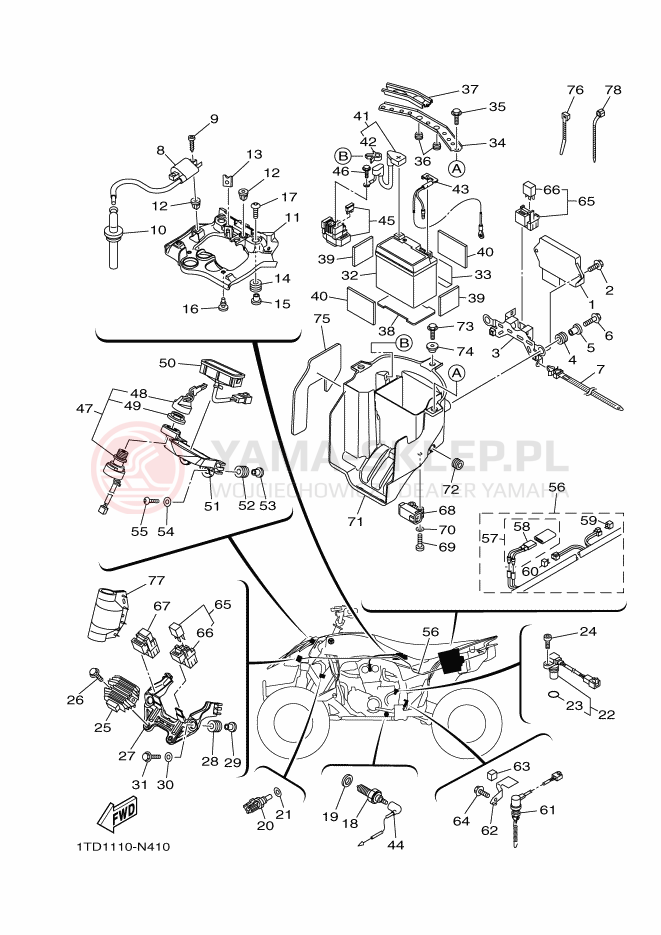 Schemat "układ elektryczny" do Yamaha YFZ450RSE