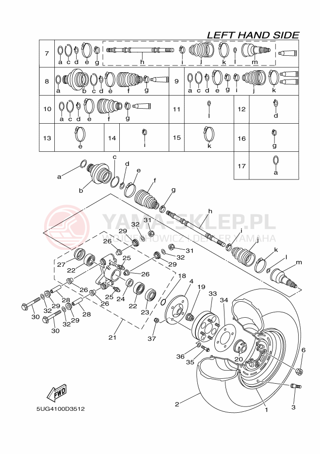 Schemat "Koło tył" do Yamaha RHINO 450