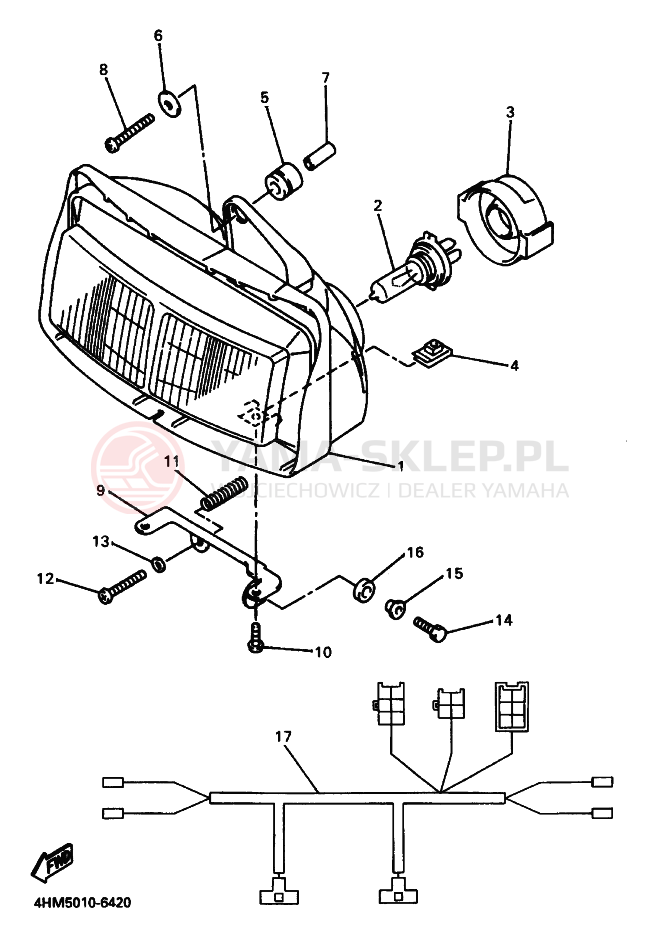 Schemat "Lampa przód" do Yamaha XJR400R