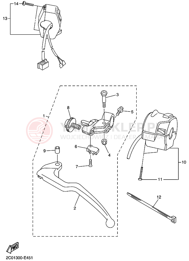 Schemat "Kierownica i osprzęt" do Yamaha YZF-R6
