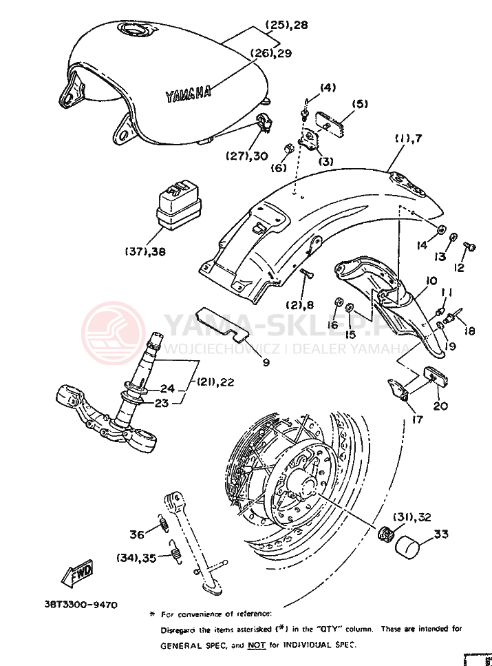 Schemat "alternator" do Yamaha XV535 VIRAGO