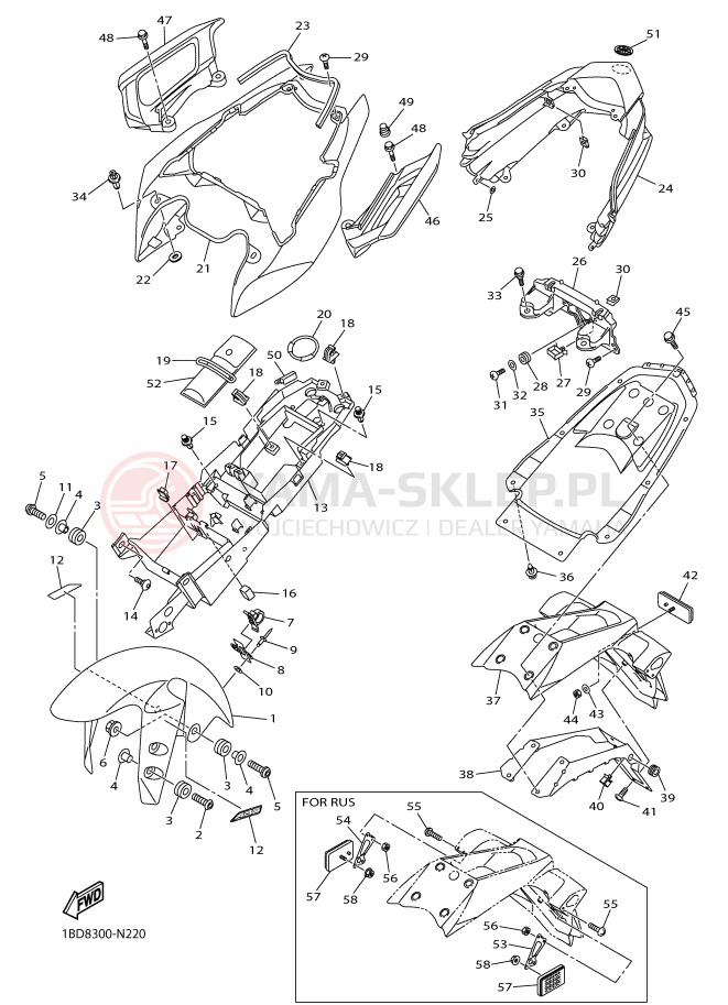 Schemat "błotnik" do Yamaha FZ8-S ABS