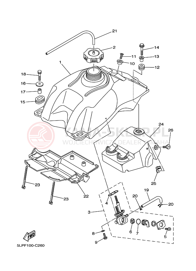 Schemat "zbiornik paliwa" do Yamaha YFM660RS