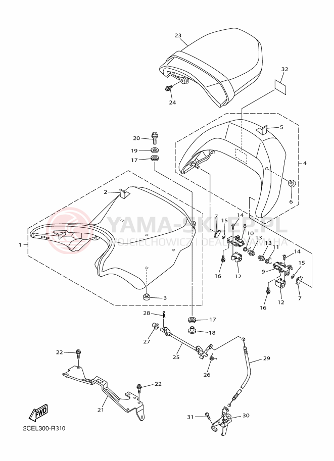 Schemat "siedzenie" do Yamaha VMAX17