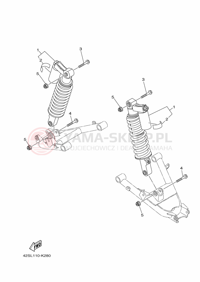 Schemat "zawieszenie tył" do Yamaha YXR700F