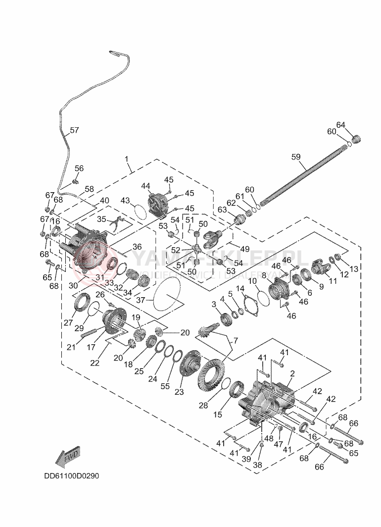Schemat "Wał napędowy przód" do Yamaha WOLVERINE X4 850 SE