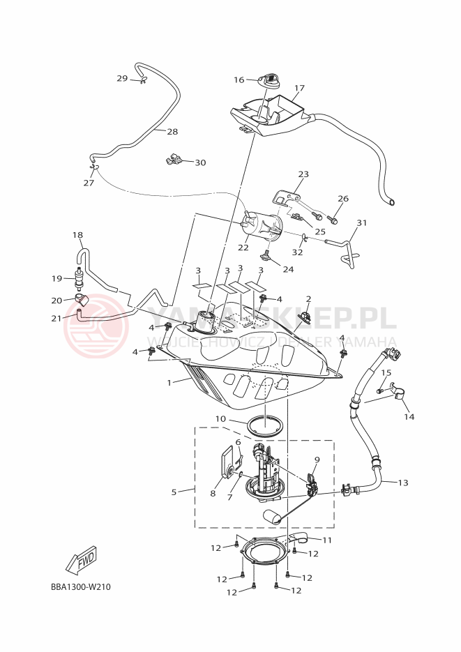 Schemat "zbiornik paliwa" do Yamaha CZD300P-AB