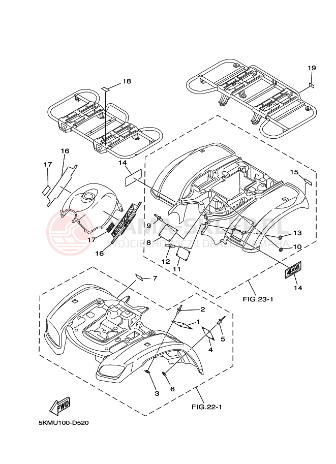Schemat "naklejki" do Yamaha GRIZZLY