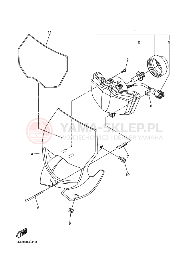 Schemat "Lampa przód" do Yamaha WR450F
