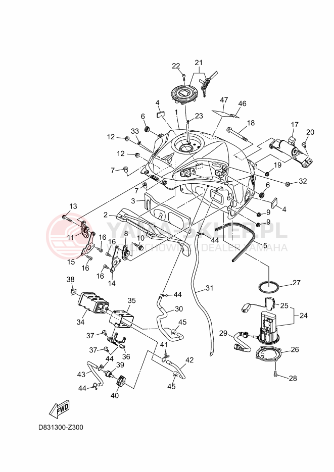Schemat "zbiornik paliwa" do Yamaha MT-10 SP