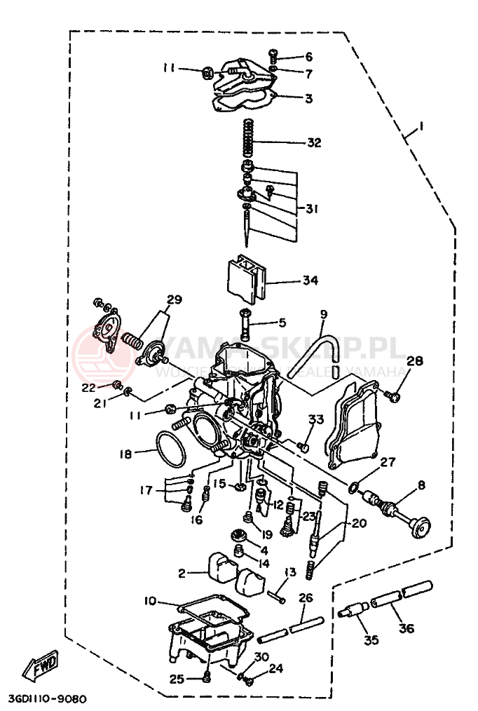 Schemat "Gaźnik" do Yamaha YFM350X