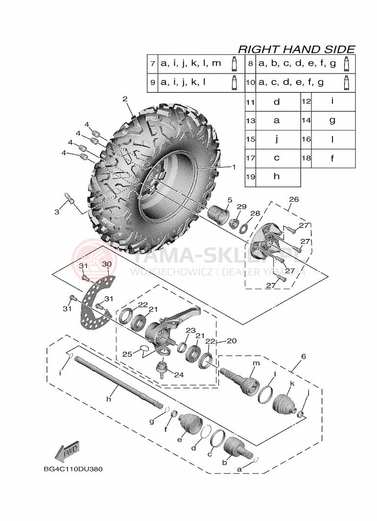 Schemat "Koło przód" do Yamaha X2 R-SPEC SE