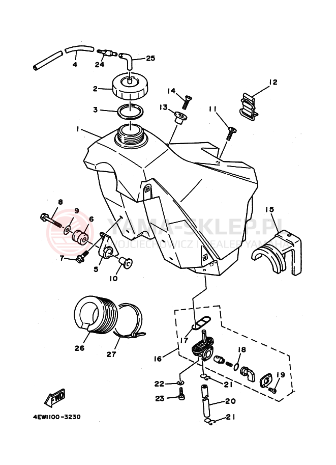 Schemat "zbiornik paliwa" do Yamaha YZ250