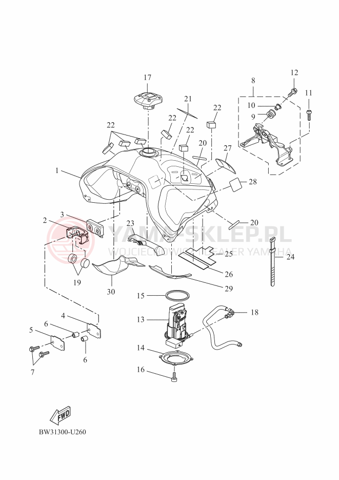 Schemat "zbiornik paliwa" do Yamaha TENERE 700 POLICE