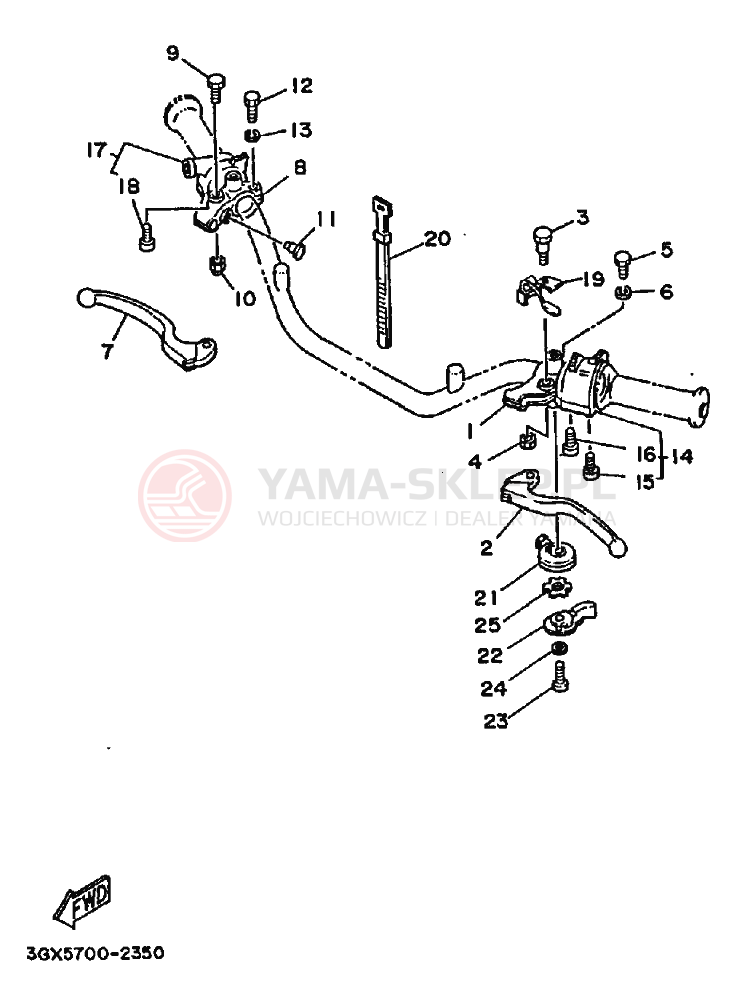 Schemat "Kierownica i osprzęt" do Yamaha AG200E