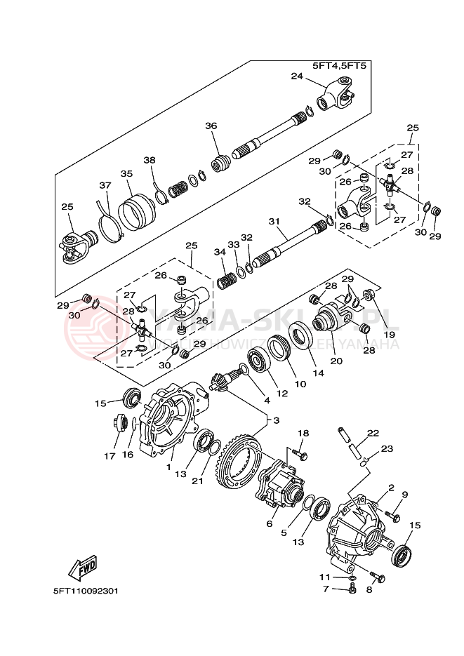 Schemat "Wał napędowy przód" do Yamaha YFM350FWB