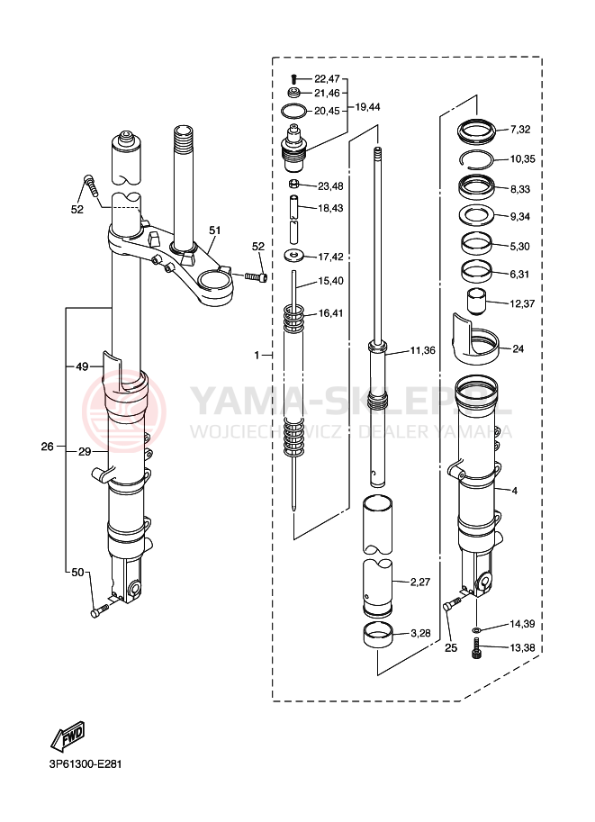 Schemat "Amortyzatory przód" do Yamaha FJR1300A
