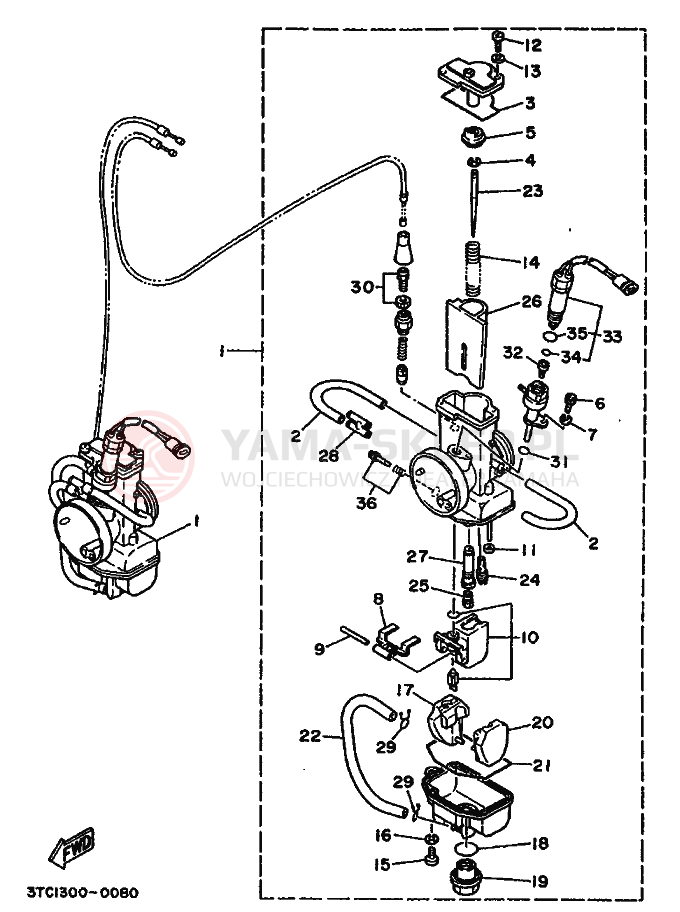 Schemat "Gaźnik" do Yamaha TZ250A