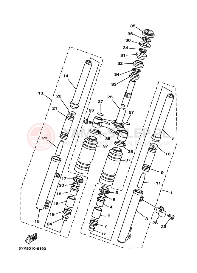 Schemat "Amortyzatory przód" do Yamaha YG50Z JOG Z