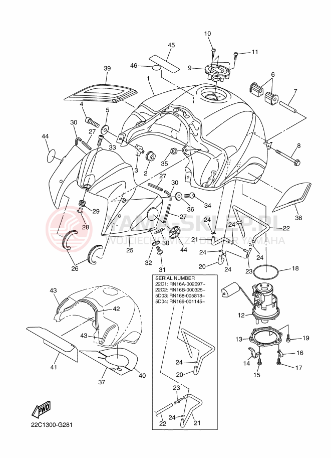 Schemat "zbiornik paliwa" do Yamaha FAZER